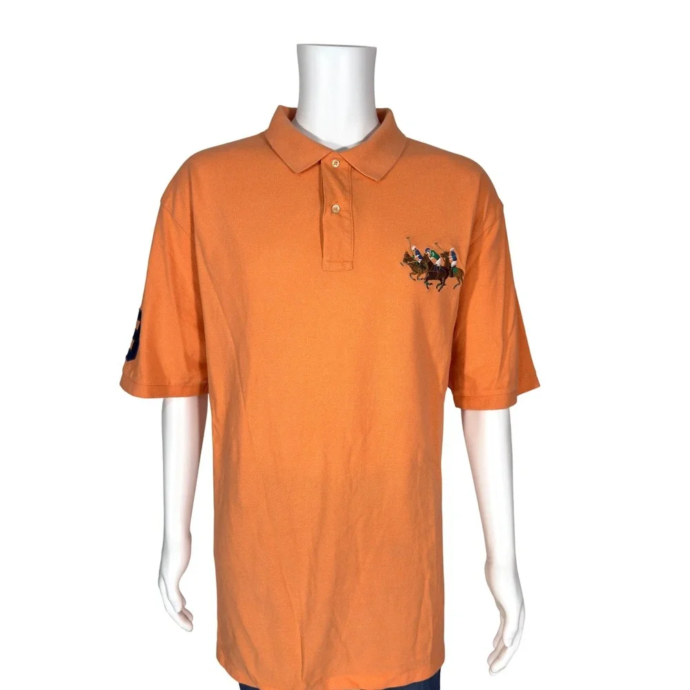 Polo Ralph Lauren Polo Shirt Mens 3XLT Orange Excellent Triple Pony Big Tall Y2K